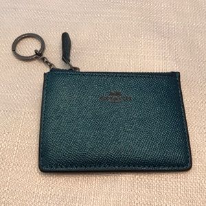 Coach green keychain card case